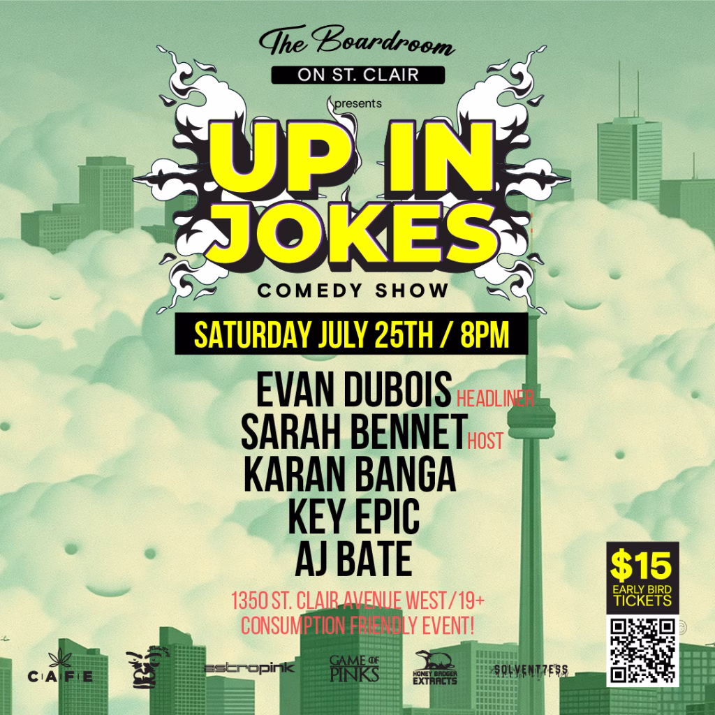 Up In Jokes_jul25_sq Up in Jokes Toronto Comedy Show at the Boardroom Comedy Club July 25th 2026